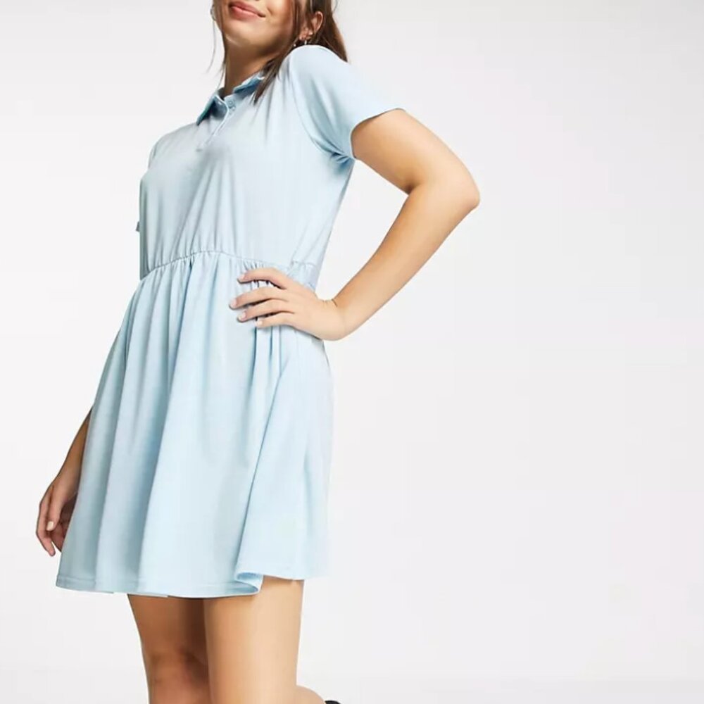 ASOS Daisy Street mini smock dress with polo collar in pastel